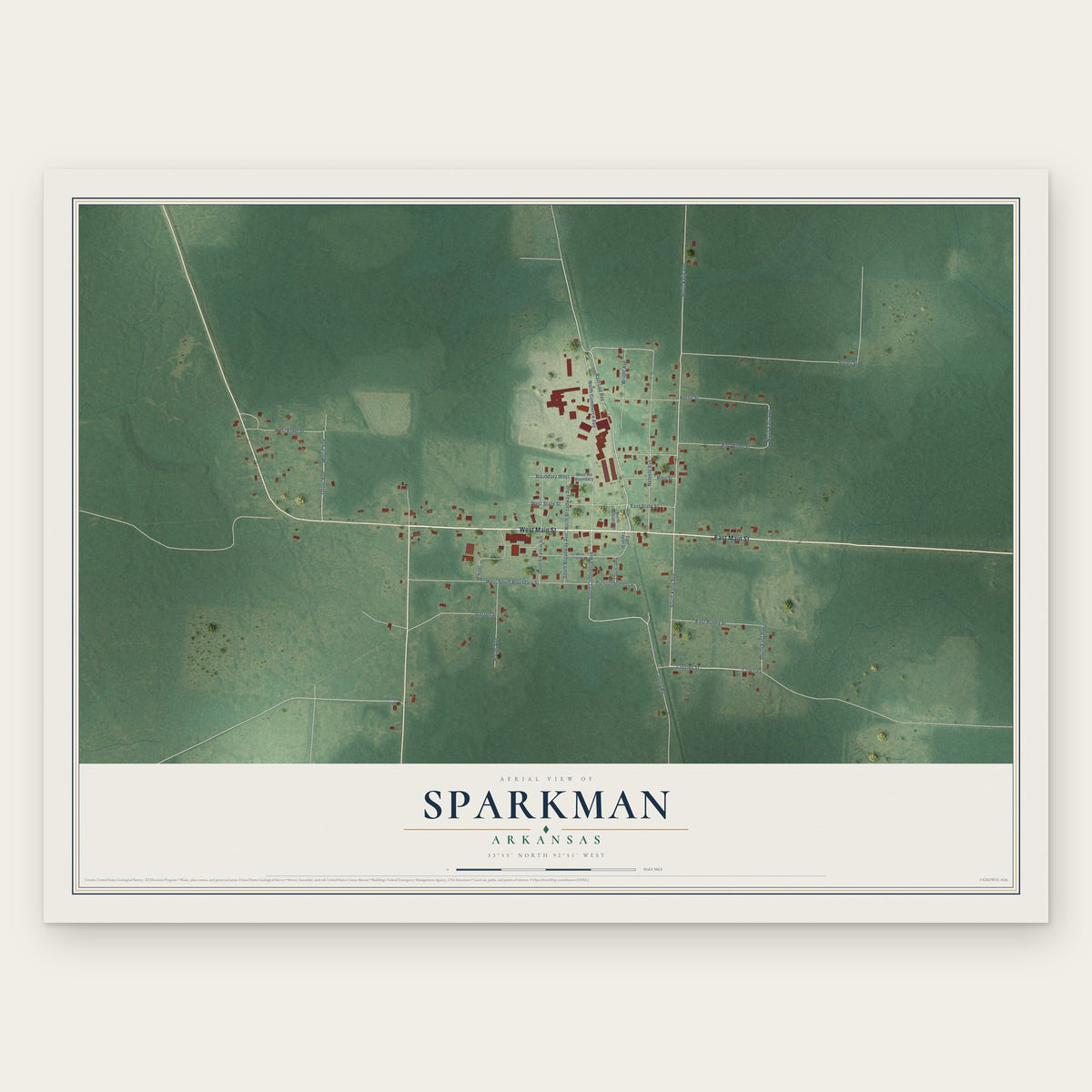 Sparkman, Arkansas map print, the full design