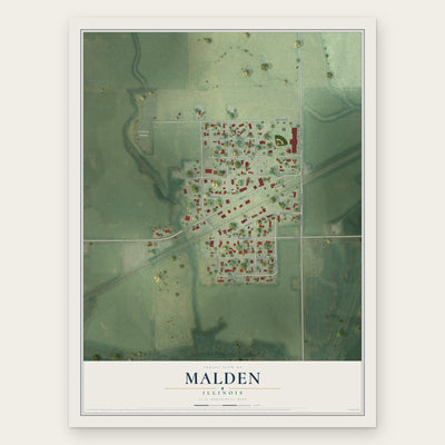 Malden, Illinois map print, the full design