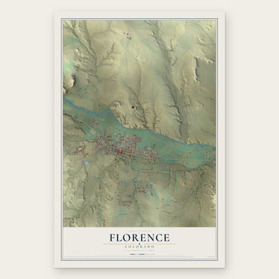 Florence, Colorado map print, the full design