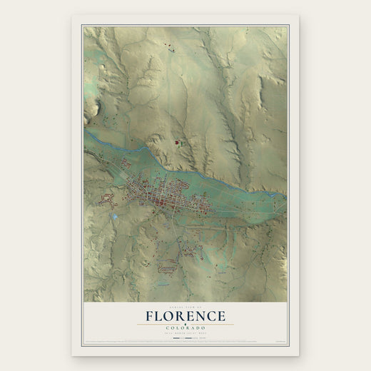Florence, Colorado map print, the full design