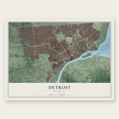 Detroit, Michigan map print, the full design