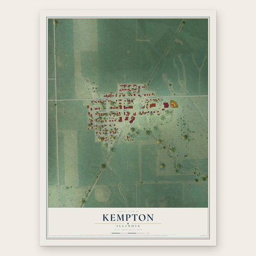 Kempton, Illinois map print, the full design