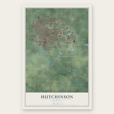 Hutchinson, Kansas map print, the full design