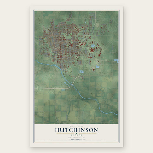 Hutchinson, Kansas map print, the full design