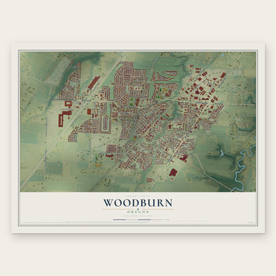 Woodburn, Oregon map print, the full design