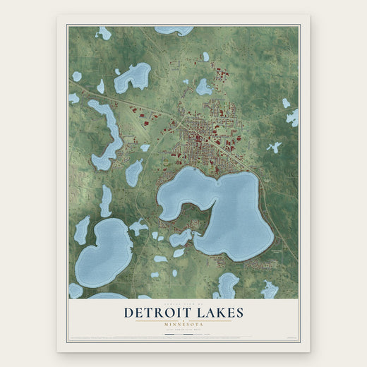 Detroit Lakes, Minnesota map print, the full design