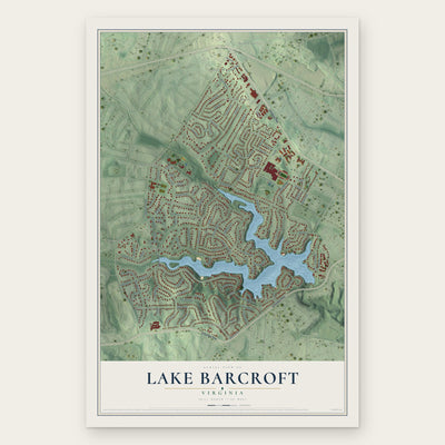 Lake Barcroft, Virginia map print, the full design