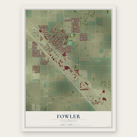 Fowler, California map print, the full design