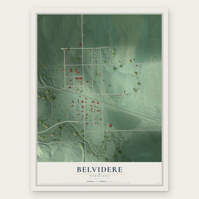 Belvidere, Nebraska map print, the full design