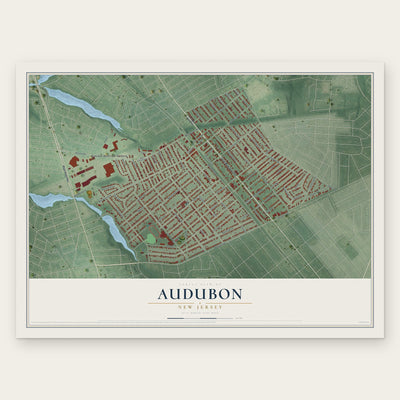 Audubon, New Jersey map print, the full design