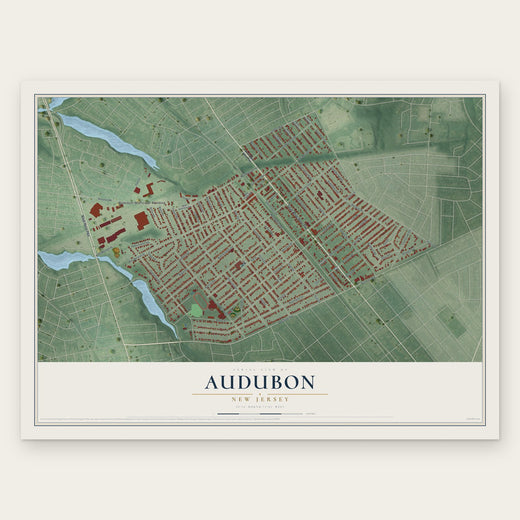 Audubon, New Jersey map print, the full design