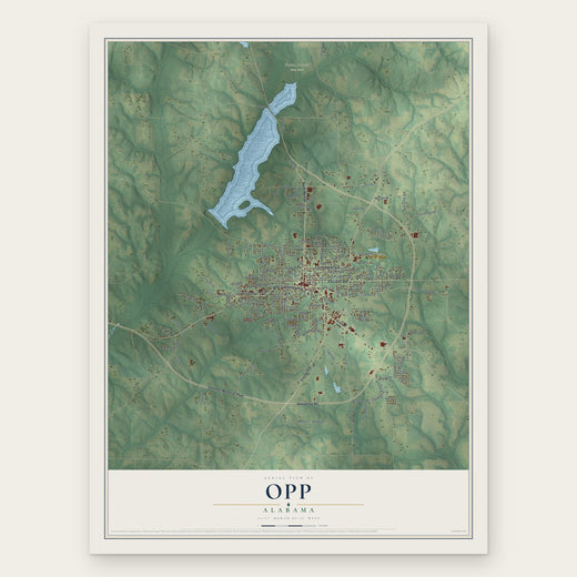 Opp, Alabama map print, the full design