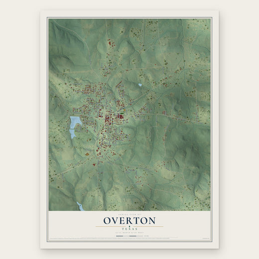 Overton, Texas map print, the full design