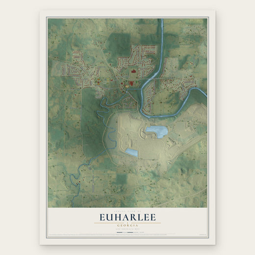 Euharlee, Georgia map print, the full design