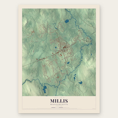 Millis, Massachusetts map print, the full design