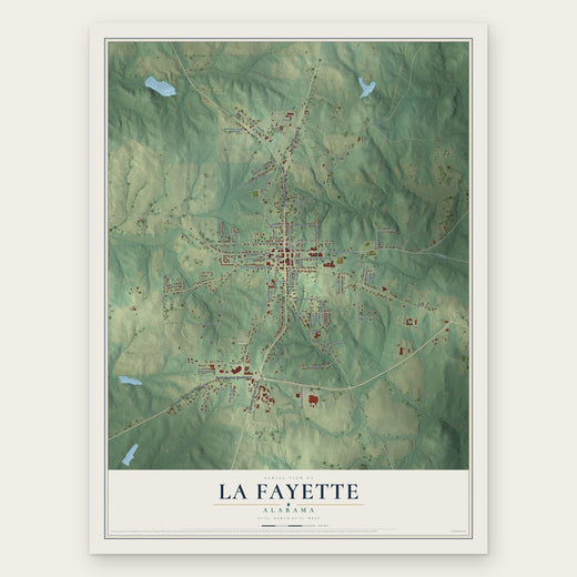 La Fayette, Alabama map print, the full design