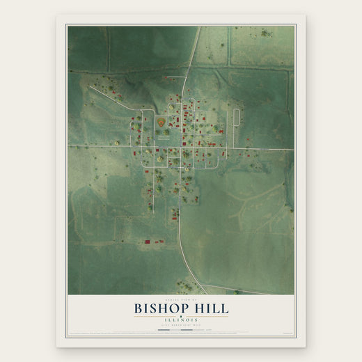 Bishop Hill, Illinois map print, the full design
