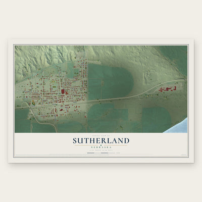 Sutherland, Nebraska map print, the full design