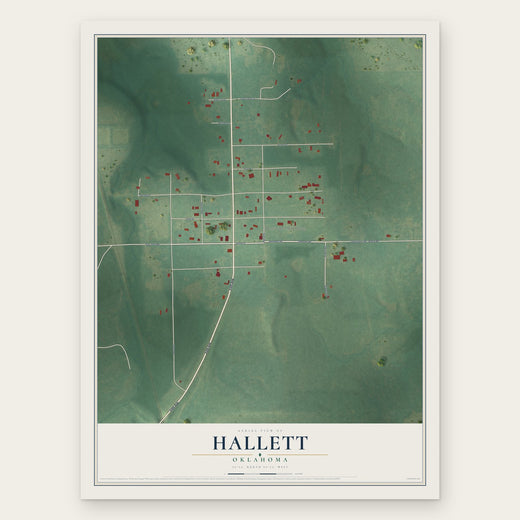 Hallett, Oklahoma map print, the full design