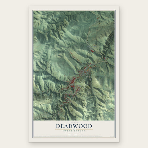 Deadwood, South Dakota map print, the full design