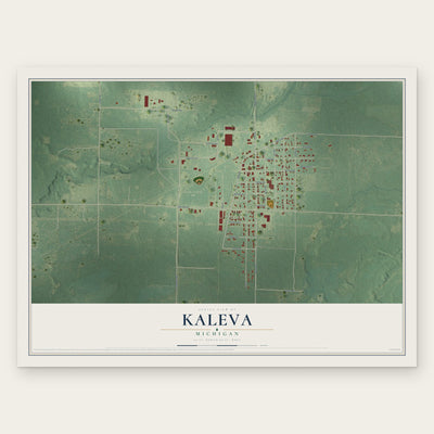 Kaleva, Michigan map print, the full design