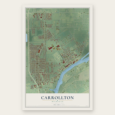 Carrollton, Michigan map print, the full design