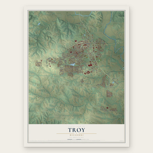 Troy, Missouri map print, the full design