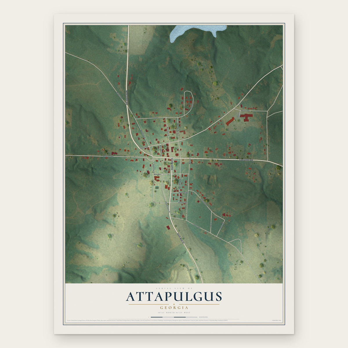 Attapulgus, Georgia map print, the full design
