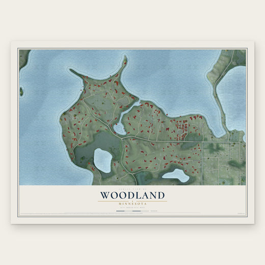 Woodland, Minnesota map print, the full design