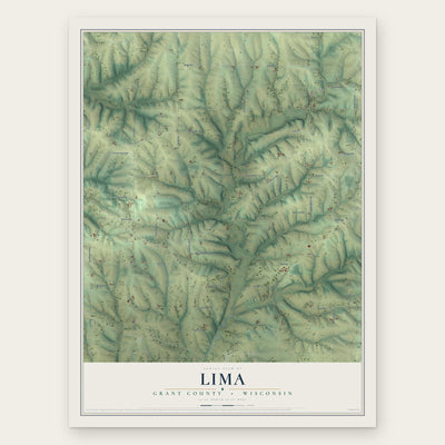 Lima, Grant County, Wisconsin map print, the full design