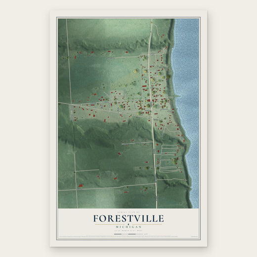 Forestville, Michigan map print, the full design