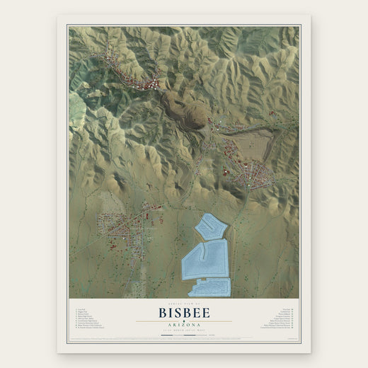Bisbee, Arizona map print, the full design