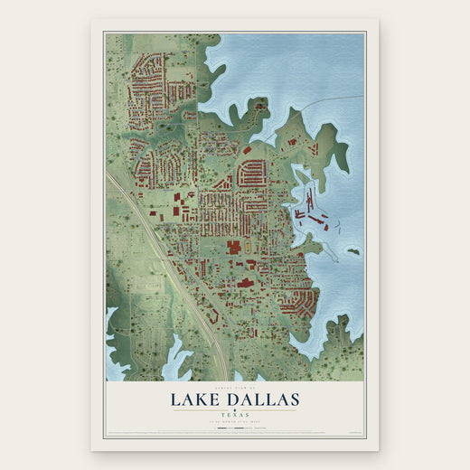 Lake Dallas, Texas map print, the full design