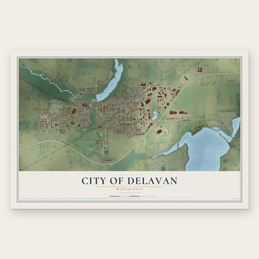 Delavan, Wisconsin map print, the full design