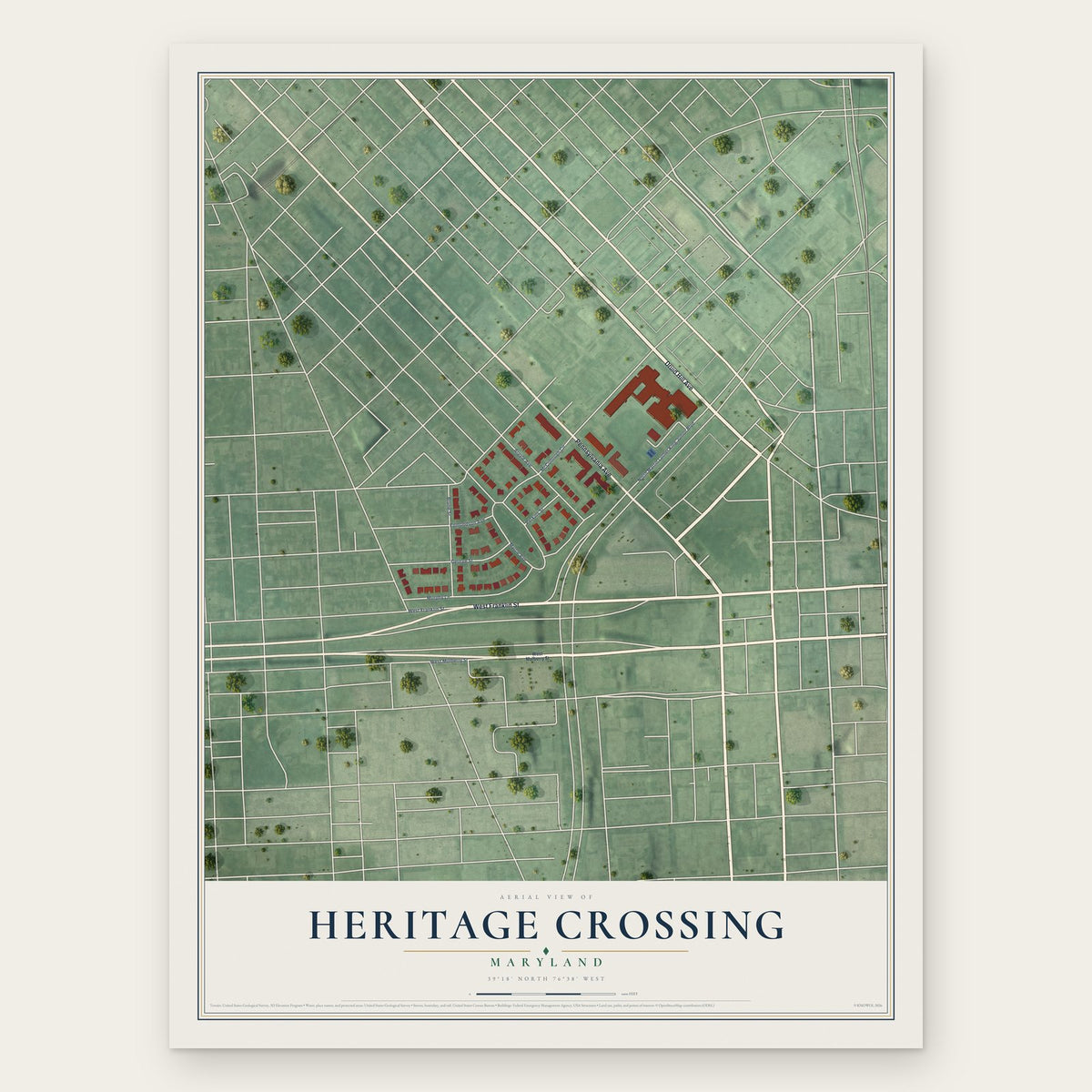 Heritage Crossing, Maryland map print, the full design