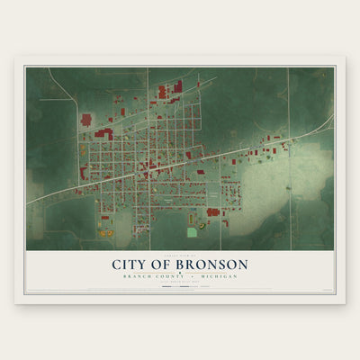 Bronson, Michigan map print, the full design
