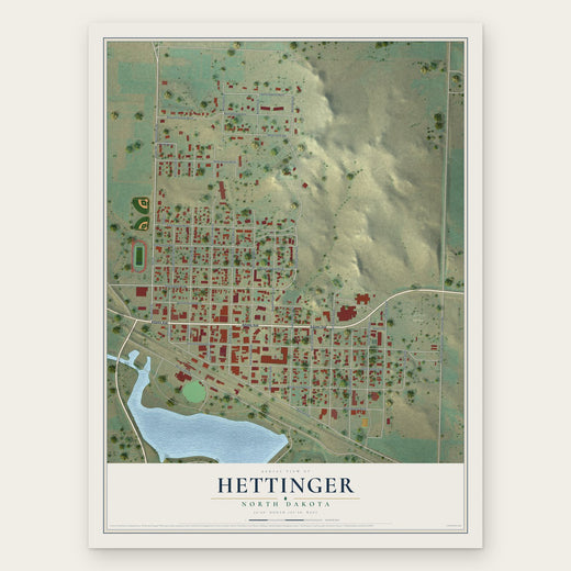 Hettinger, North Dakota map print, the full design