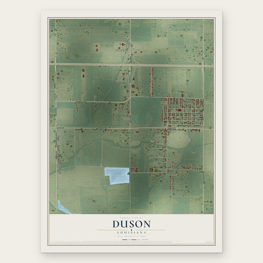 Duson, Louisiana map print, the full design