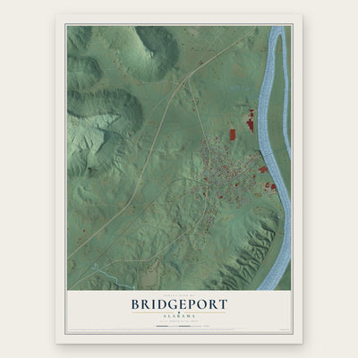 Bridgeport, Alabama map print, the full design