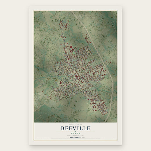 Beeville, Texas map print, the full design