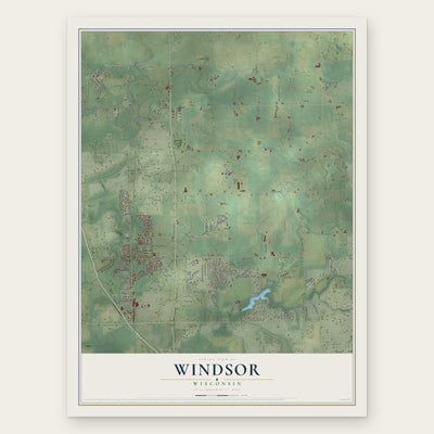 Windsor, Wisconsin map print, the full design