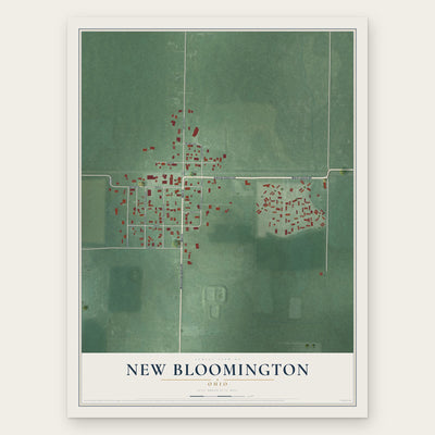 New Bloomington, Ohio map print, the full design