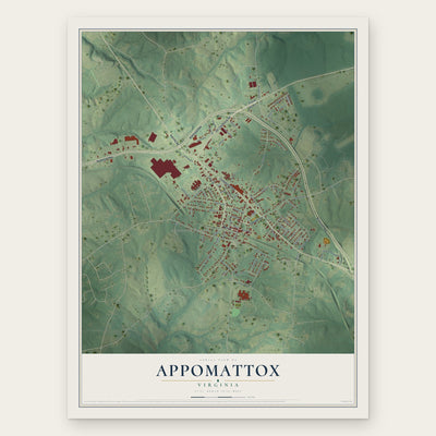 Appomattox, Virginia map print, the full design