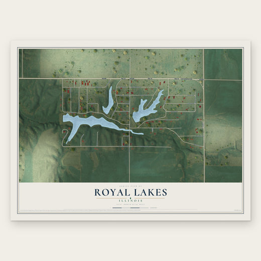 Royal Lakes, Illinois map print, the full design