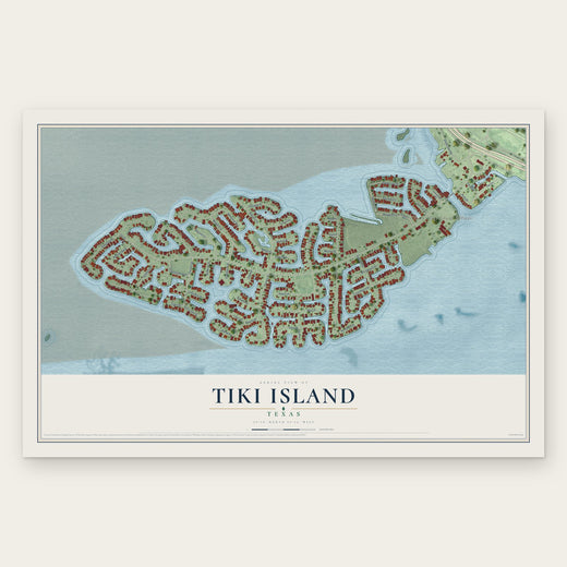 Tiki Island, Texas map print, the full design