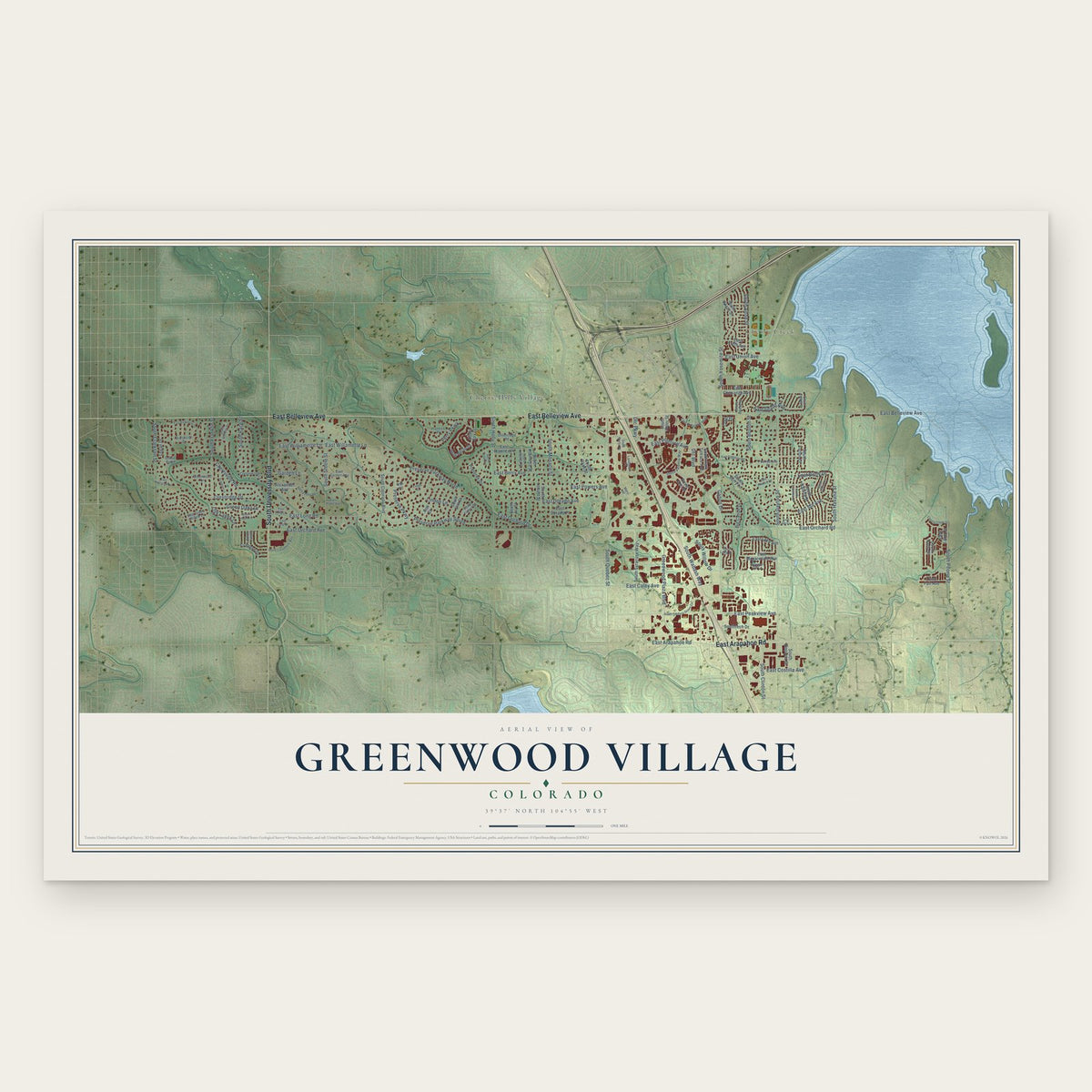 Greenwood Village, Colorado map print, the full design