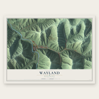 Wayland, Kentucky map print, the full design