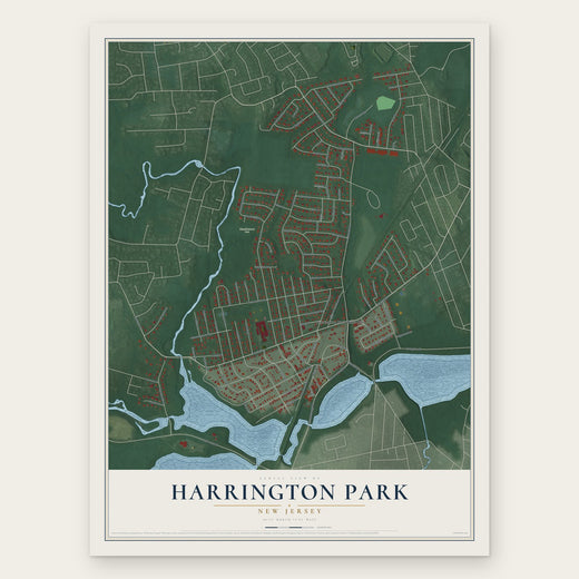 Harrington Park, New Jersey map print, the full design