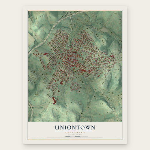 Uniontown, Pennsylvania map print, the full design