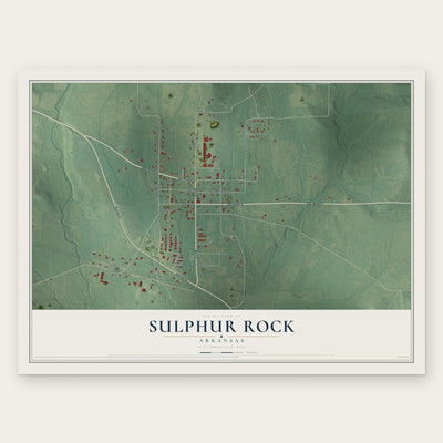 Sulphur Rock, Arkansas map print, the full design